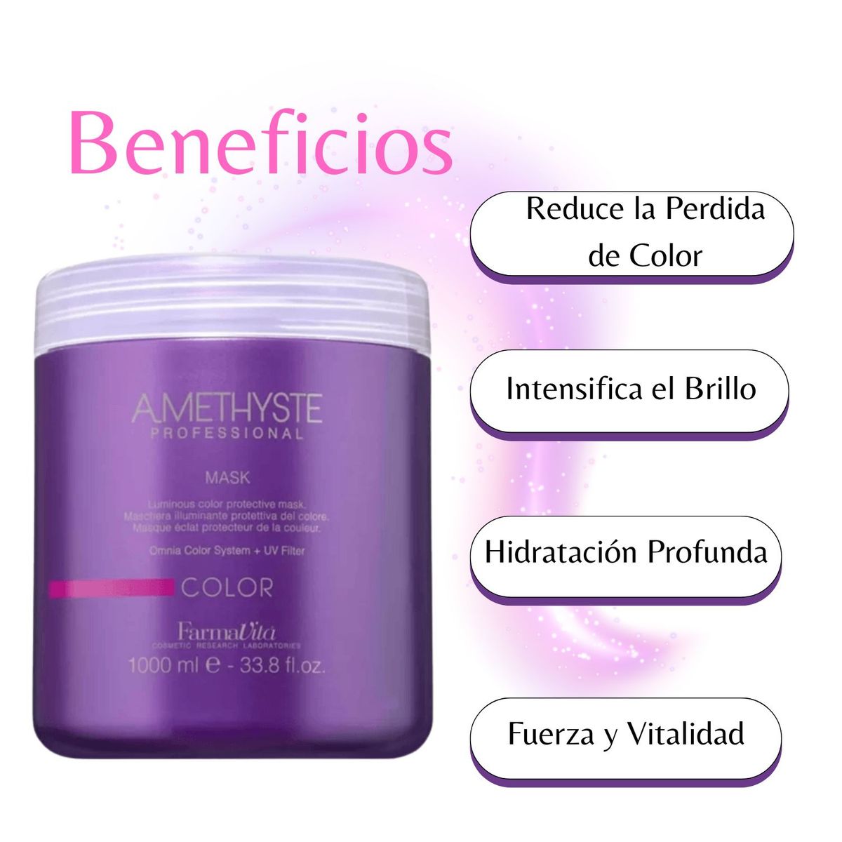 FARMAVITA - Mascara Color Amethyste 1000ml Farmavita Protectora de Color Brillo