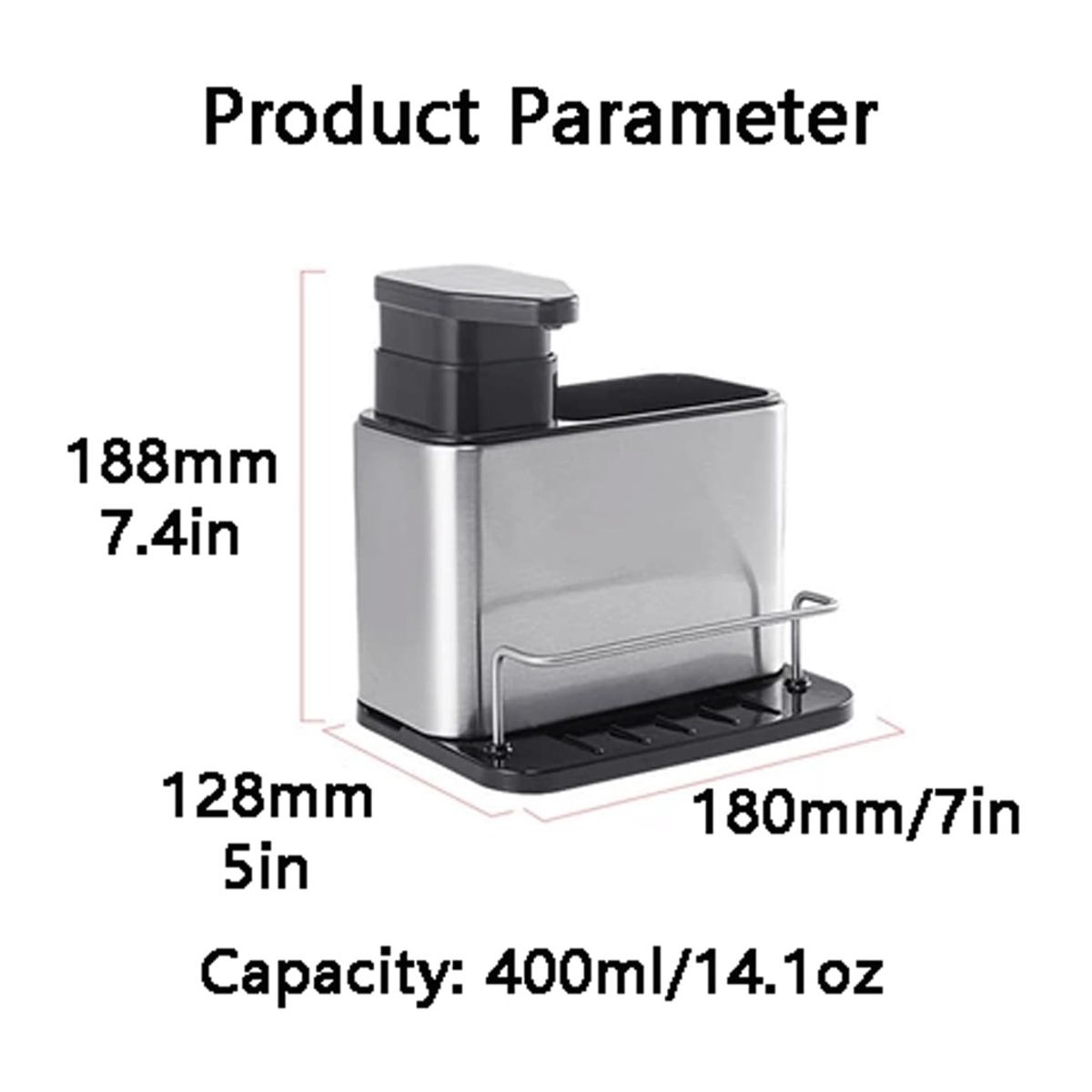 GENERICO - Dispensador de jabón de cocina Soporte de esponja 3 en 1