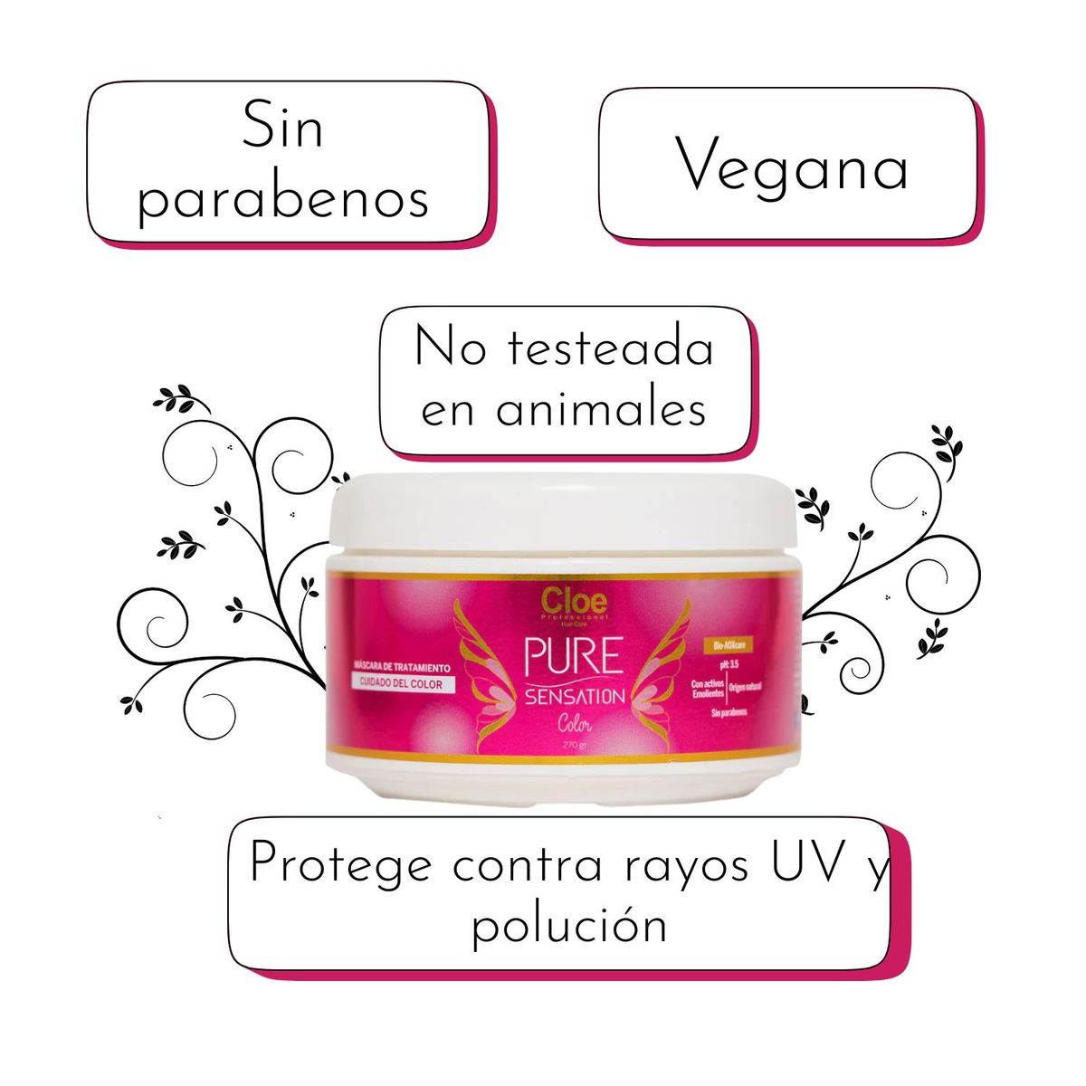 CLOE - Mascara Cloe Pure Sensation Color 270ml  Cuida el Color Hidrata Nutre