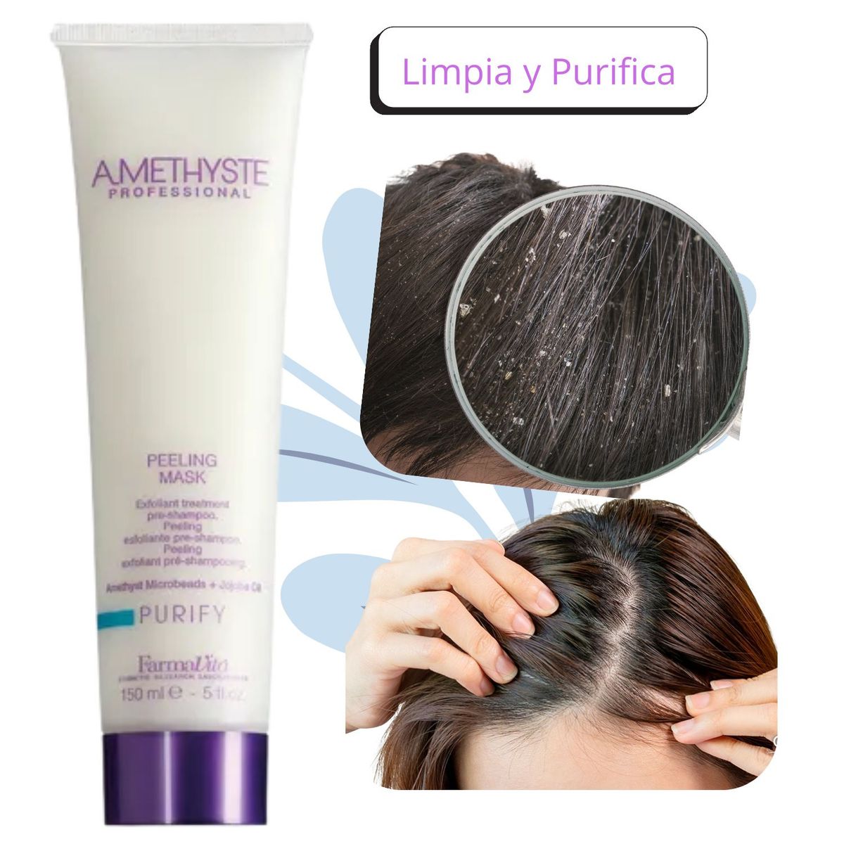 FARMAVITA - Mascara Amesthyste Peeling Purify 150ml Mascara Exfoliante Cabello