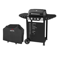 AMERICAN GRILL - Set Parrilla Electrica 2 Quemadores Manhattan Black + Funda