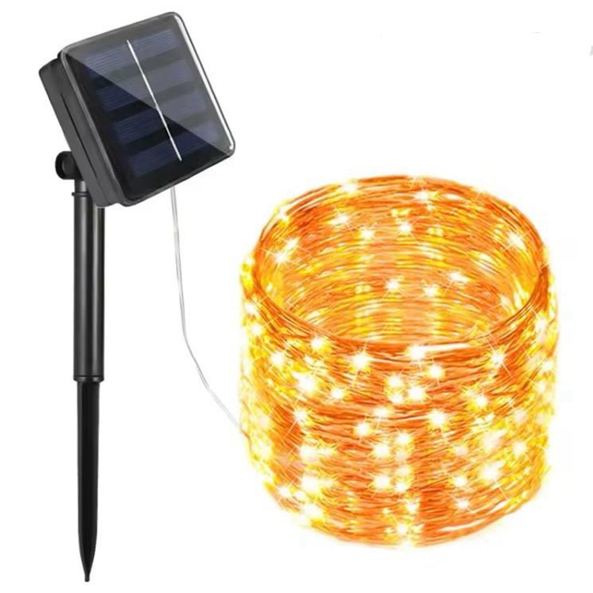 GENERICO - Luces AMARILLAS Navidad Hada Exterior Con Panel Solar 200 Led 20 Metrs
