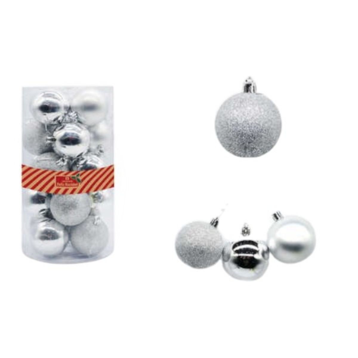 OEM - Pack 20 Bambalinas Navideñas Lisas y Escarchadas - 10 cm Plateadas