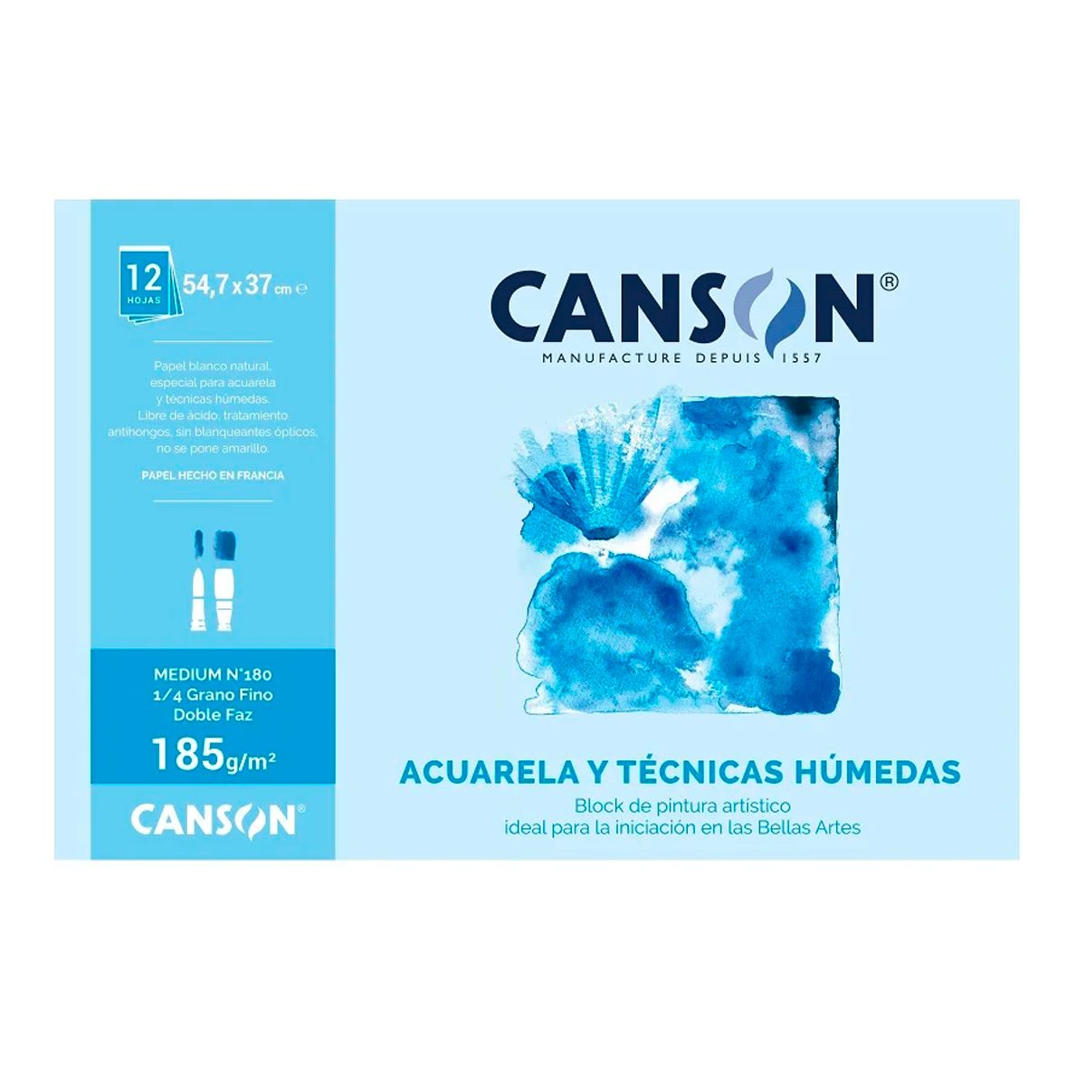 CANSON - Block Canson Acuarela Y Téc Húmedas 185grs Medium N180 14