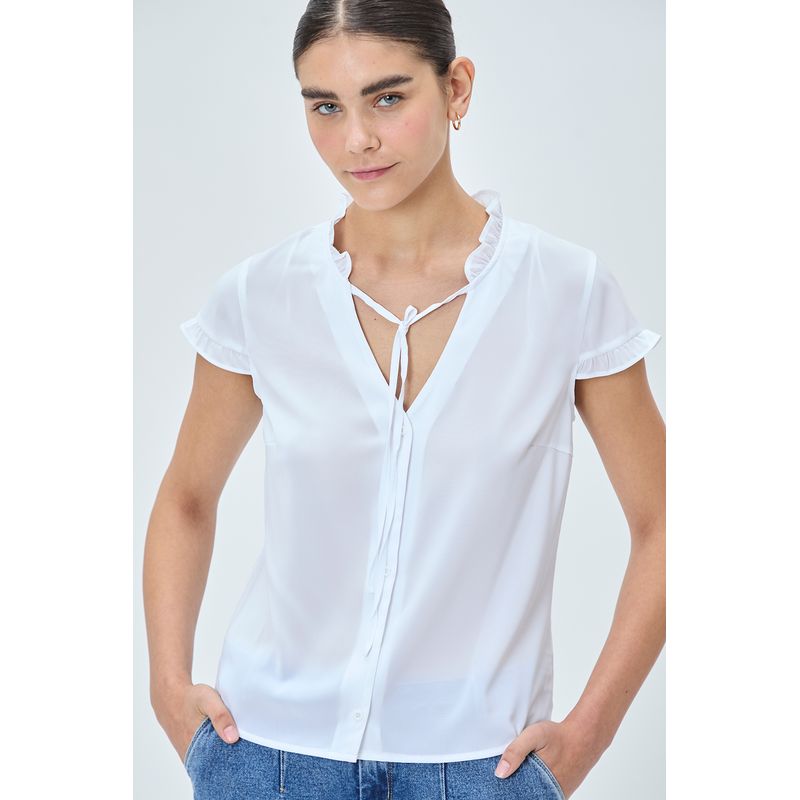 IO - Blusa Manga Corta Crudo Mujer Io
