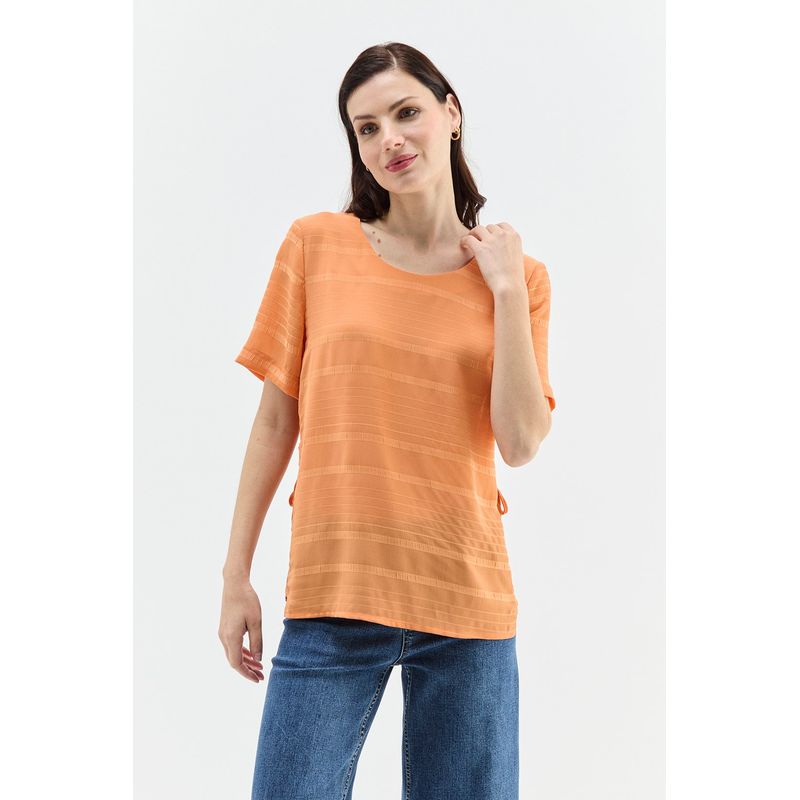 MA GRIFFE - Blusa Calidad Textura Naranjo Magriffe