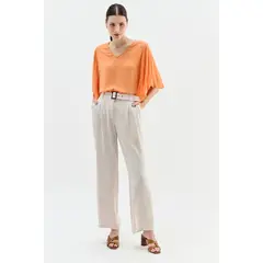 MA GRIFFE - Blusa Manga Larga Naranjo Mujer Magriffe