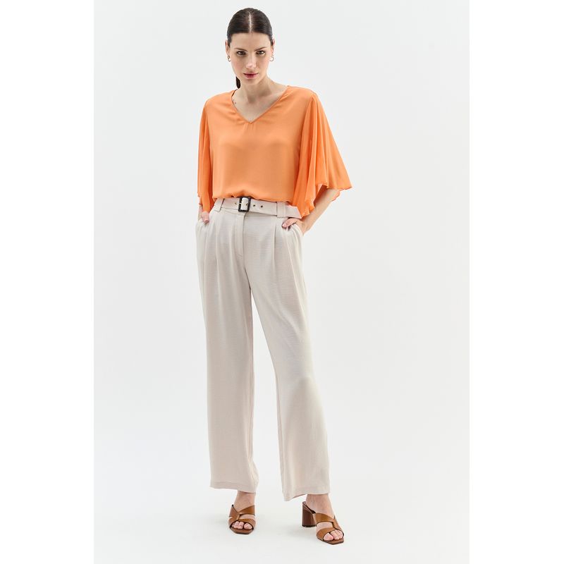 MA GRIFFE - Blusa Manga Larga Naranjo Mujer Magriffe