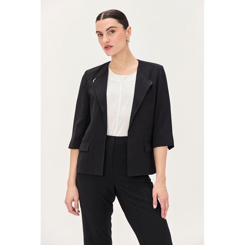 MA GRIFFE - Blazer Con Solapa Negro Magriffe