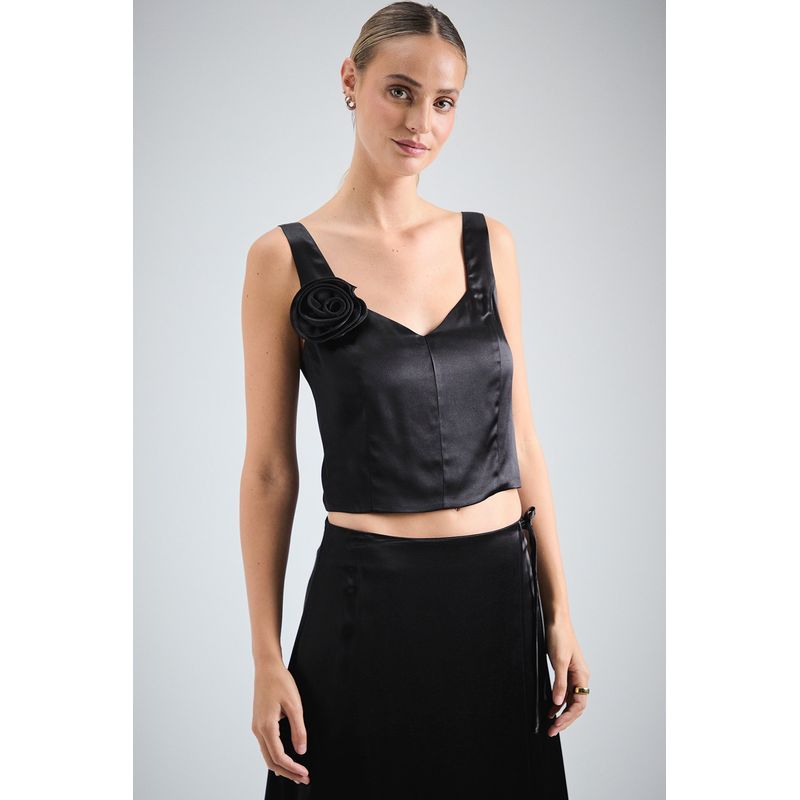 IO - Blusa De Noche Lisa Negro iO