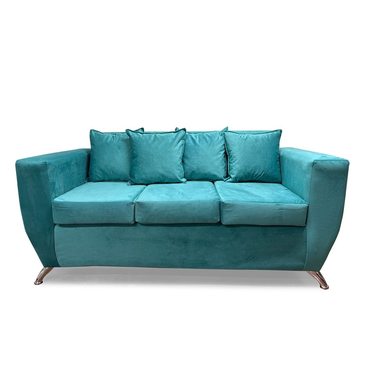 FOCUS - Sofá Napoli 3 cuerpos felpa turquesa