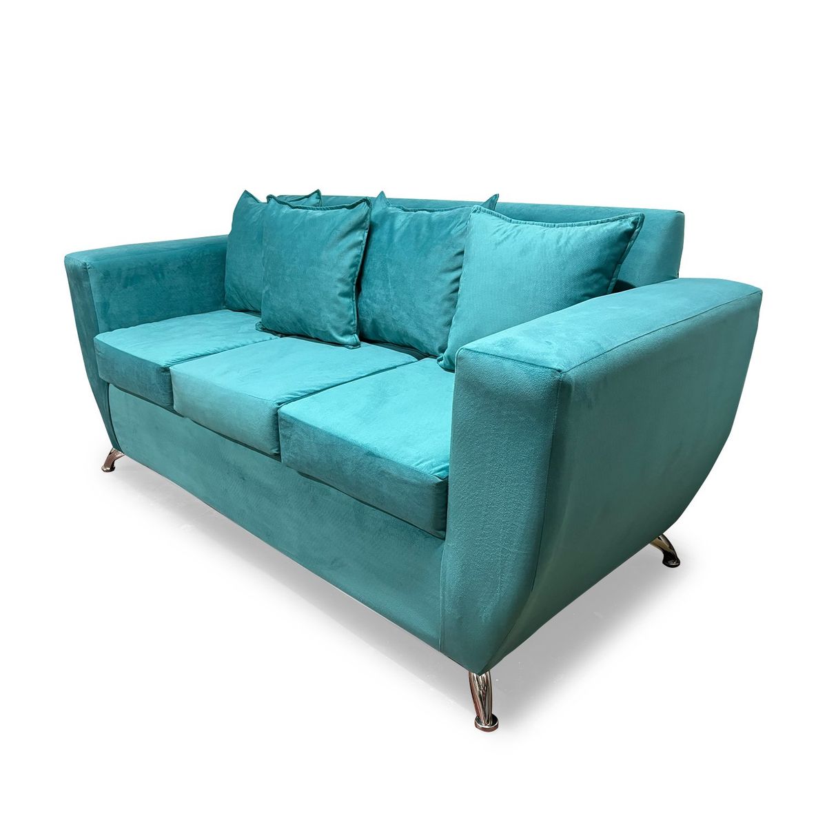 FOCUS - Sofá Napoli 3 cuerpos felpa turquesa