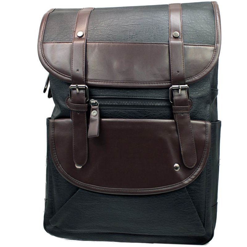 GENERICO - Mochila Vintage Unisex Tipo Cuero Negra - SC