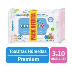 EMUWIPES - Toallitas Húmedas Premium 3x10 Un