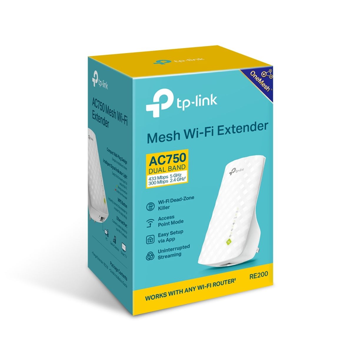 TP LINK - Tp-link Repetidor Extensor Rango RE200 AC750 Wi-Fi Mesh 5GHz & 24GHz