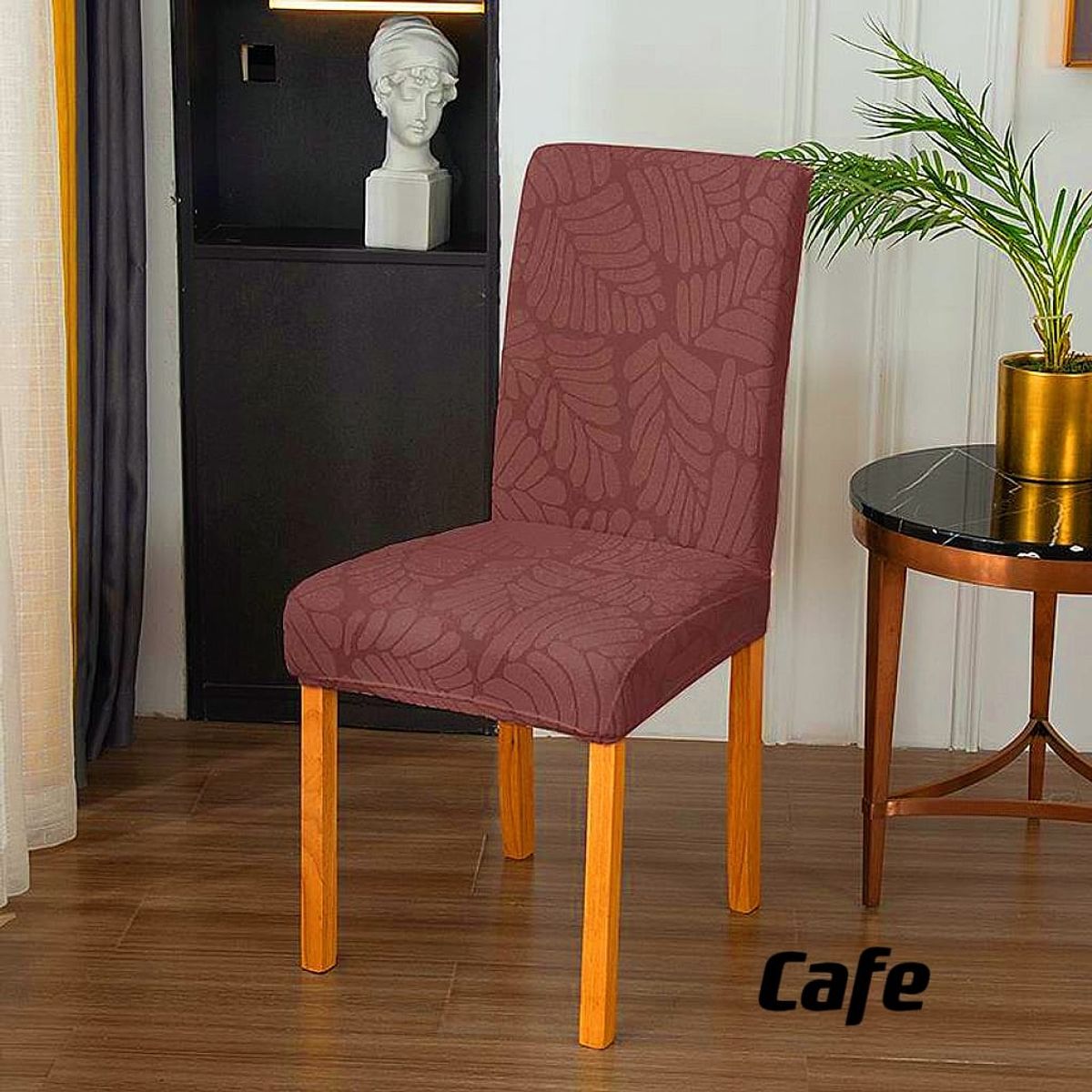 GENERICO - fundas para silla de comedor diseño hojas 6 unidades