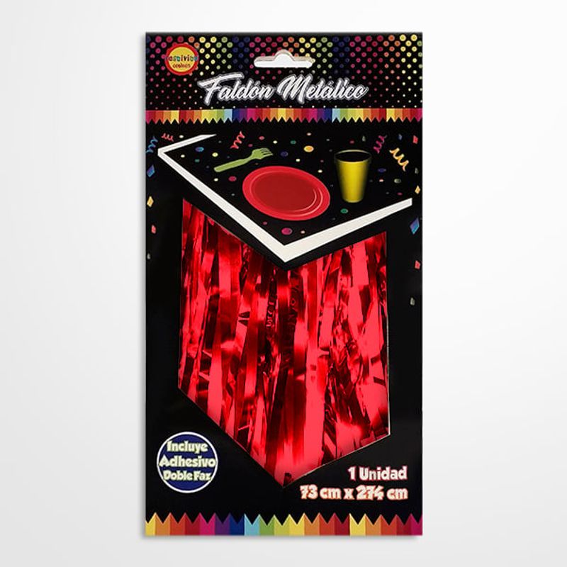 GENERICO - FALDON MESA METALICO 2.74 MT X 73 CM ROJO X1 UNI