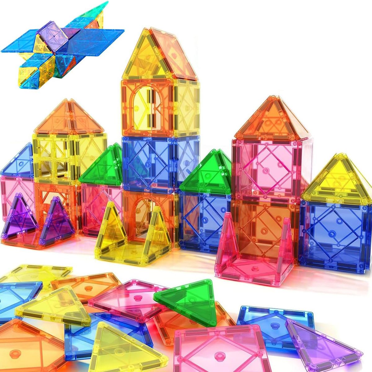 KUANGYE - Set De Construcción Magnético Imán 60 Piezas Magnetic Tiles