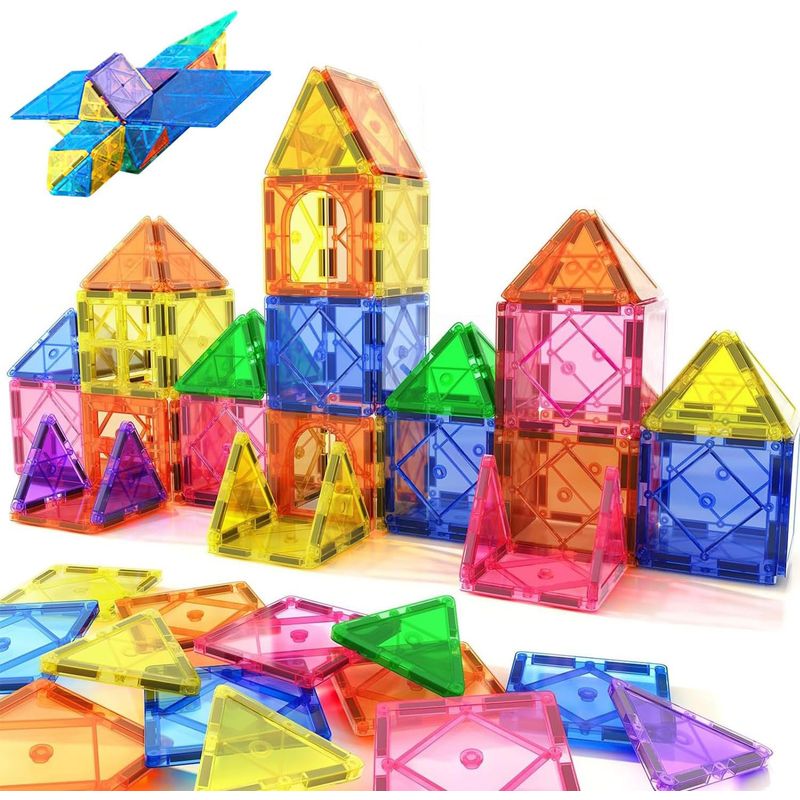 KUANGYE - Set De Construcción Magnético Imán 60 Piezas Magnetic Tiles