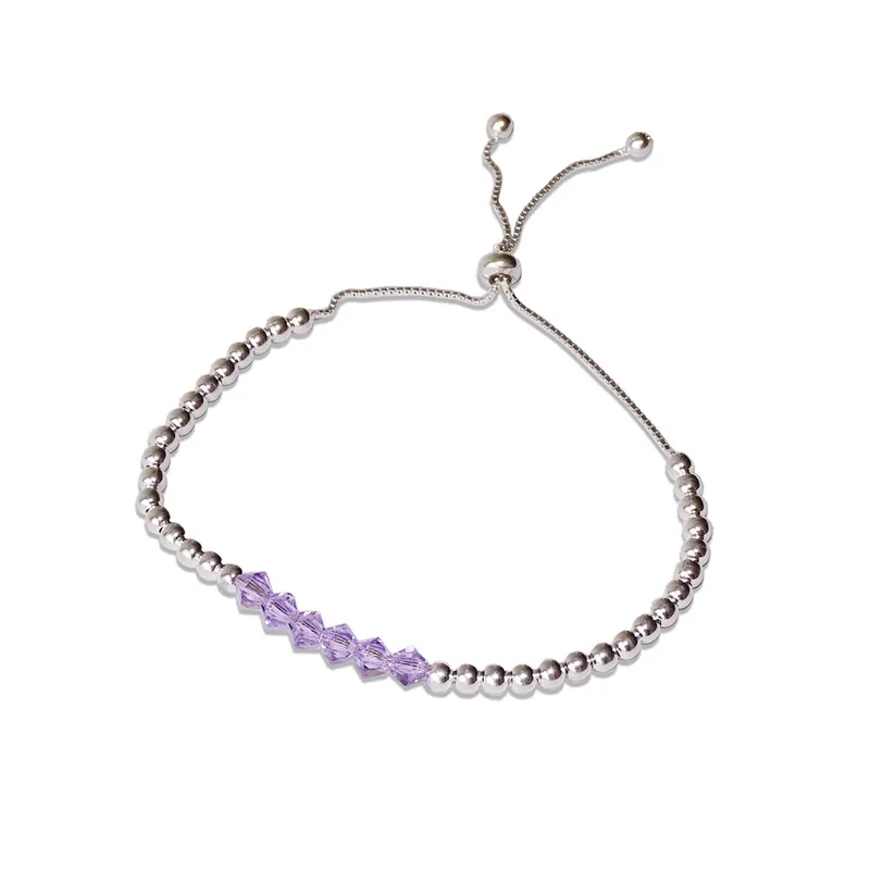 MABELITA - Pulsera Ajustable De Plata Con Cristales Swarovski