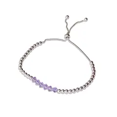 MABELITA - Pulsera Ajustable De Plata Con Cristales Swarovski