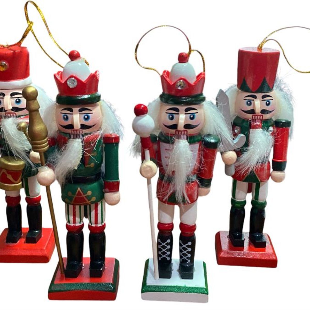 GENERICO - Cascanueces 4 piezas Soldados de Navidad Rojo-Verde 12,5cm