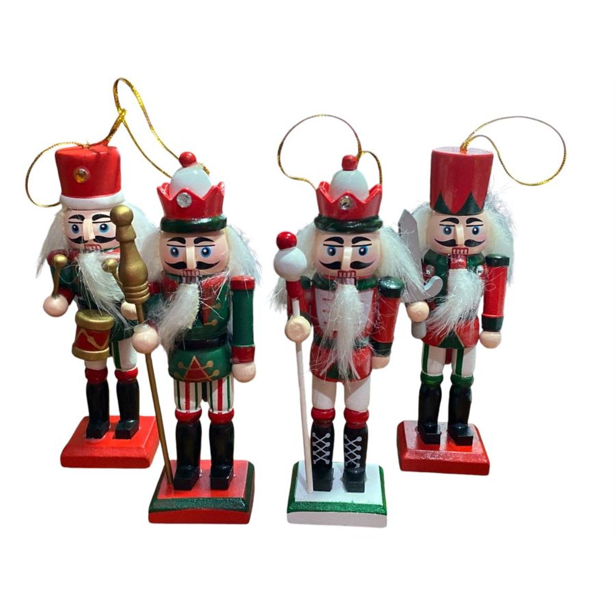 GENERICO - Cascanueces 4 piezas Soldados de Navidad Rojo-Verde 12,5cm