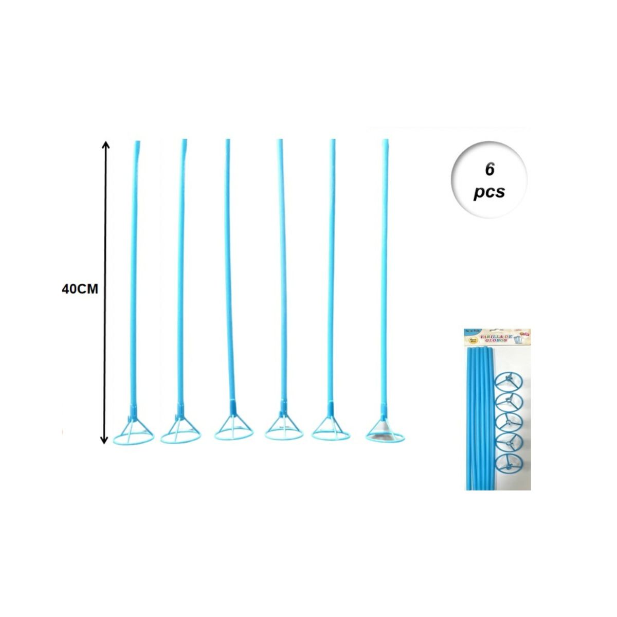 GENERICO - VARILLAS PARA GLOBOS 40 CM 6 PCS