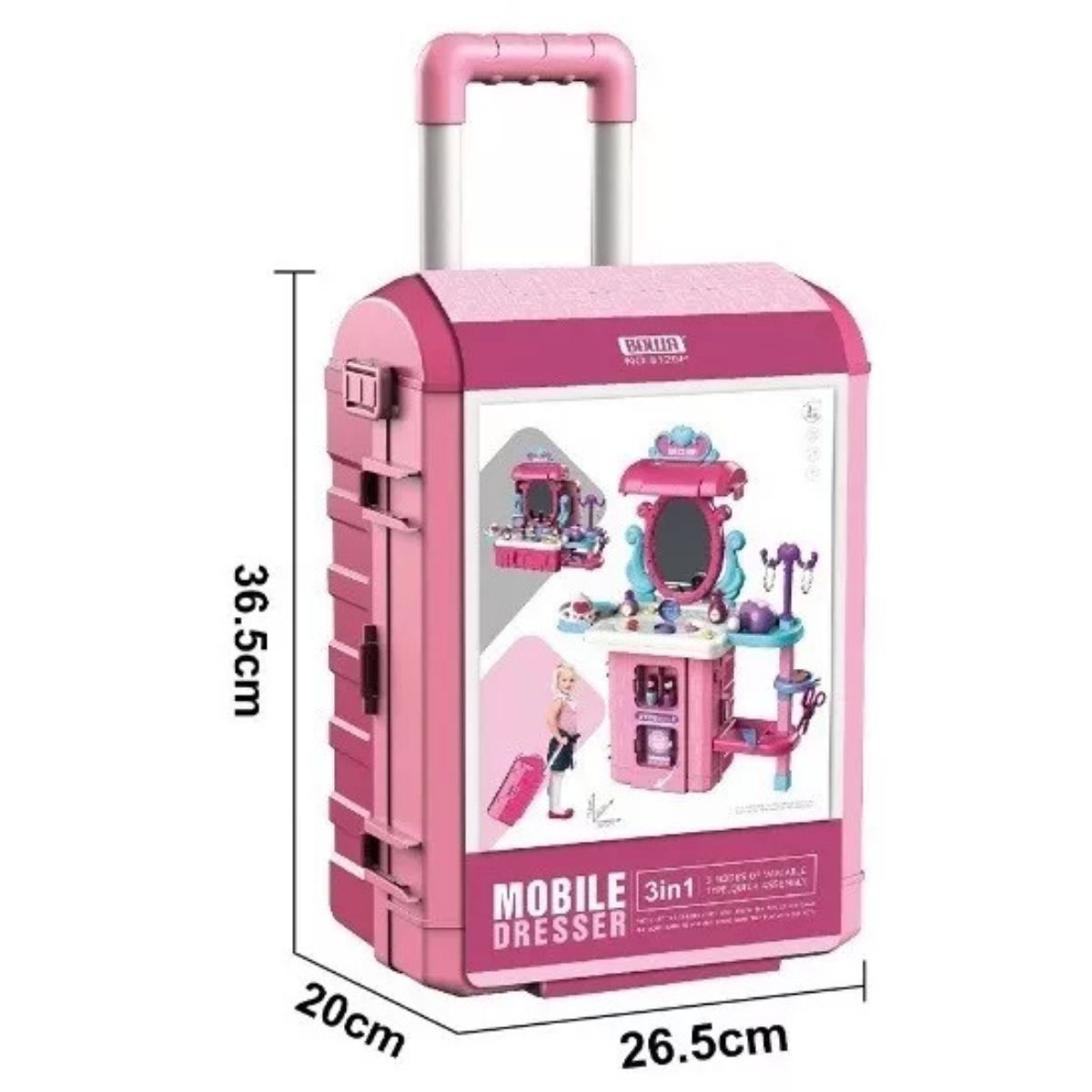 GENERICO - Maleta Juguete 2 en 1: Mesa Maquilladora Rosa
