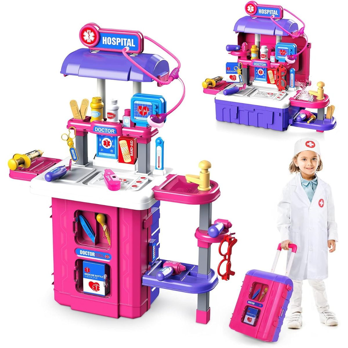 GENERICO - Maleta Juguete 2 en 1: Enfermería de Niña