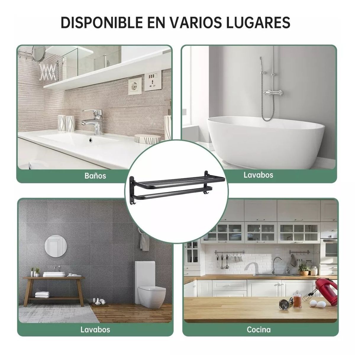 KUANGYE - Toallero Soporte De Toallas Estante Para Baño De Pared 50cm