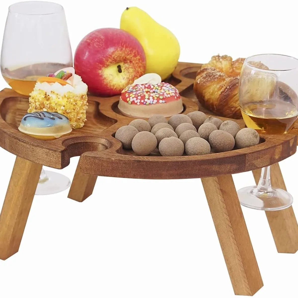 KUANGYE - Mesa Tabla De Madera De Vino Portátil Picnic Plegable