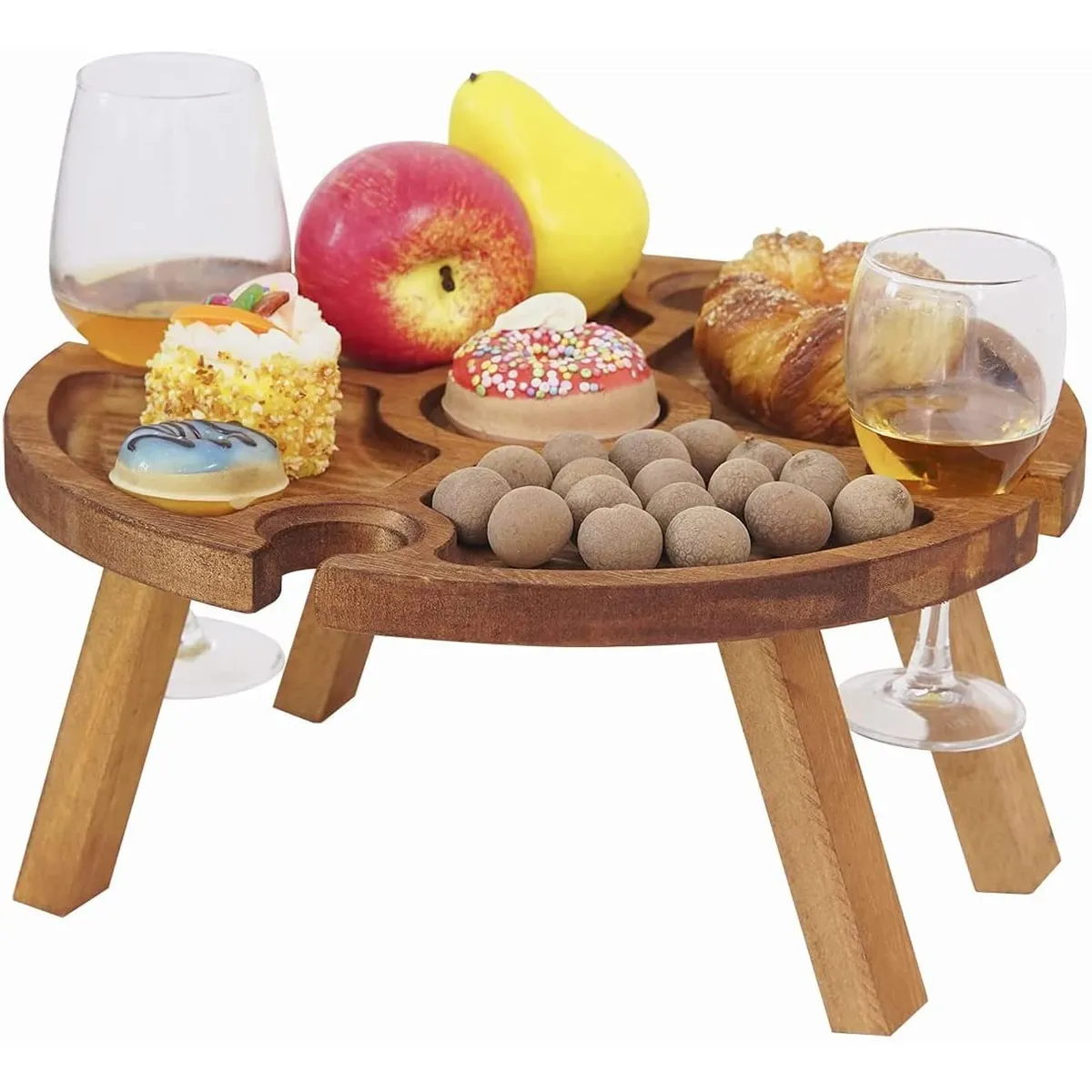 KUANGYE - Mesa Tabla De Madera De Vino Portátil Picnic Plegable