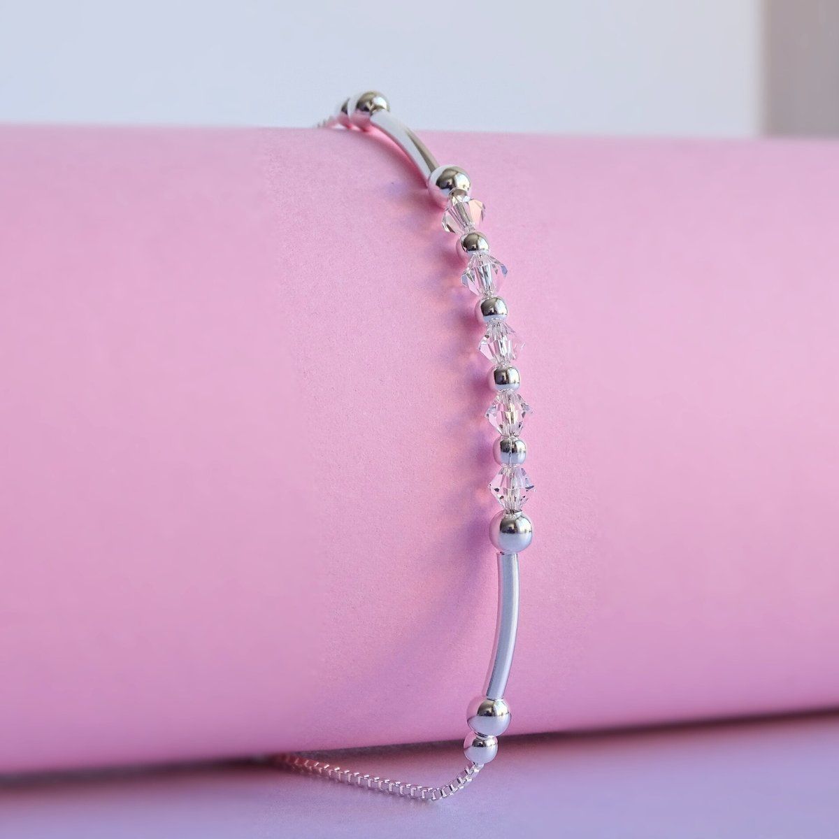 MABELITA - Pulsera Ajustable de Plata con Cristales Swarovski T