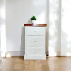 MGR MUEBLES - Velador 3 cajones de madera lacado (rieles telescopicos)