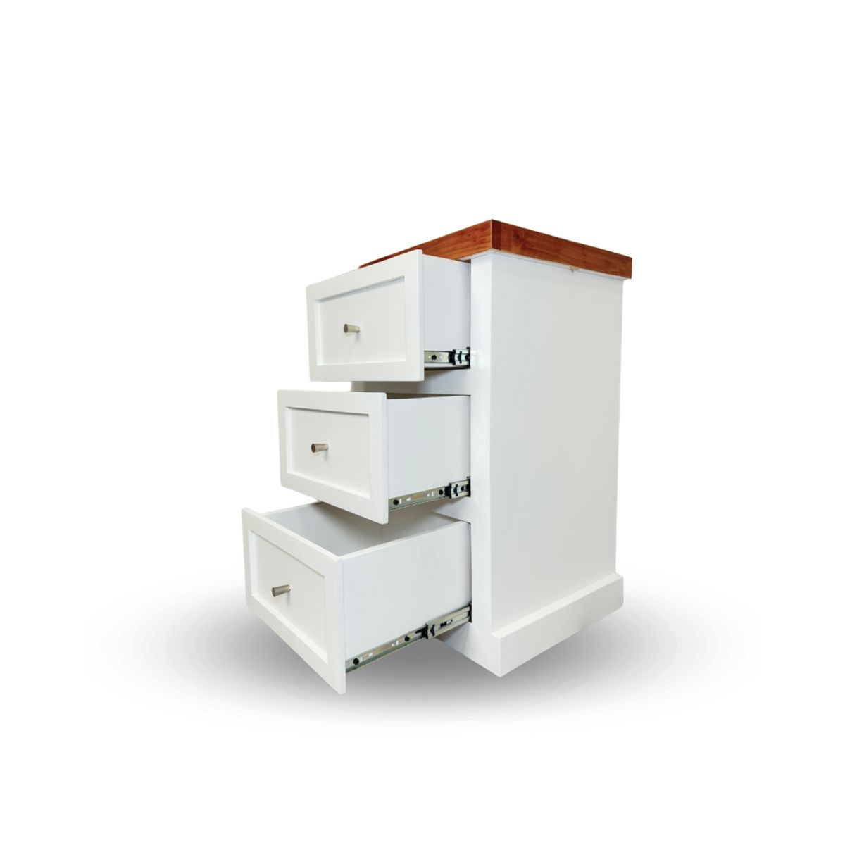 MUEBLES DE MADERA - Velador 3 cajones de madera lacado (rieles telescopicos)  MGR MUEBLES