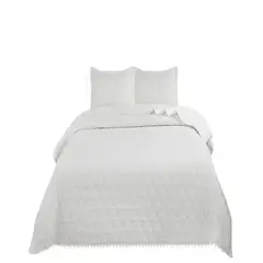 GENERICO - Cubrecamas Quilt Primavera Verano con Pompones B7_.