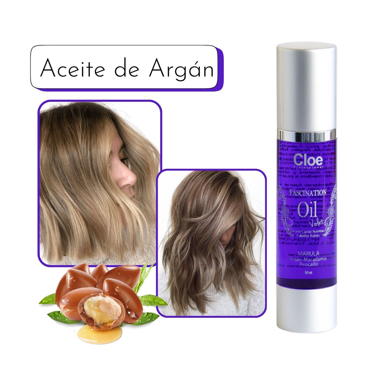 CLOE - Serum Capilar Cloe Fascination Oil Violet 50ml  Cabello Teñido Repara