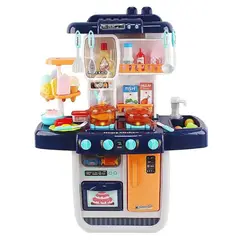 GENERICO - Set De Cocina Juguete Con Luz Sonido Agua Vapor Niños Azul