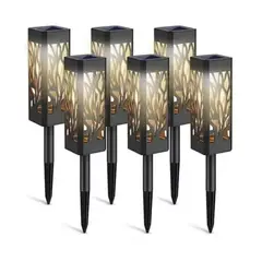 GENERICO - Pack 6 Foco Led Solar Estaca Jardín Tallado Luz Cálida