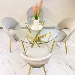 GENERICO - Comedor 4 personas redonda dorado MGR MUEBLES.