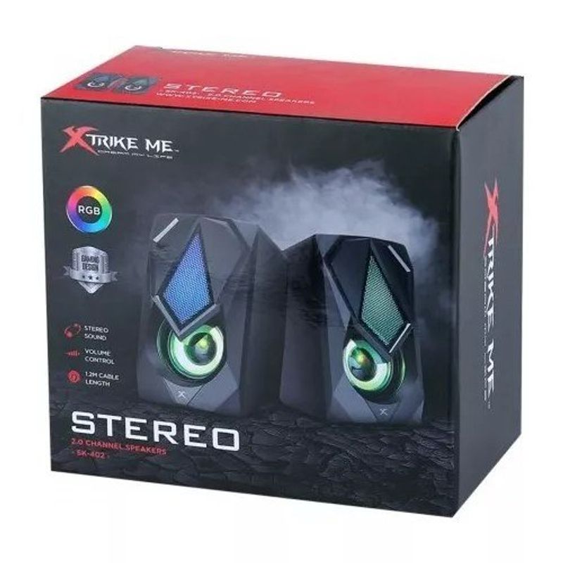 GENERICO - Parlante doble stereo Xtrike me con cable  SK 402 Usb