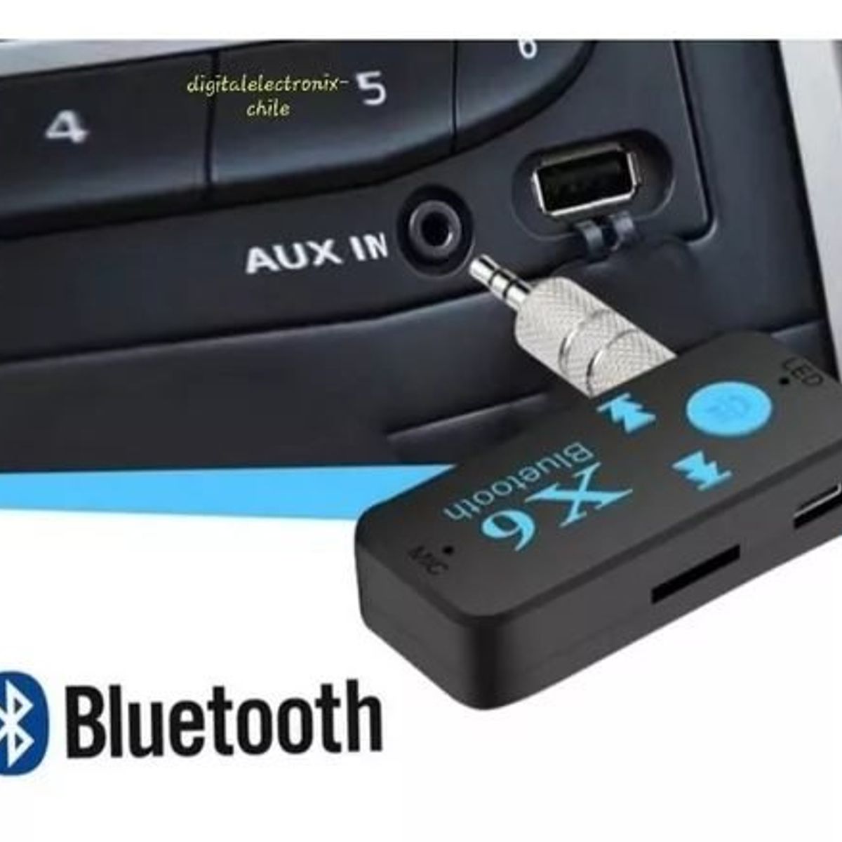 GENERICO - Receptor bluetooth Mp3 x6 Plug 35mm Automovil Música