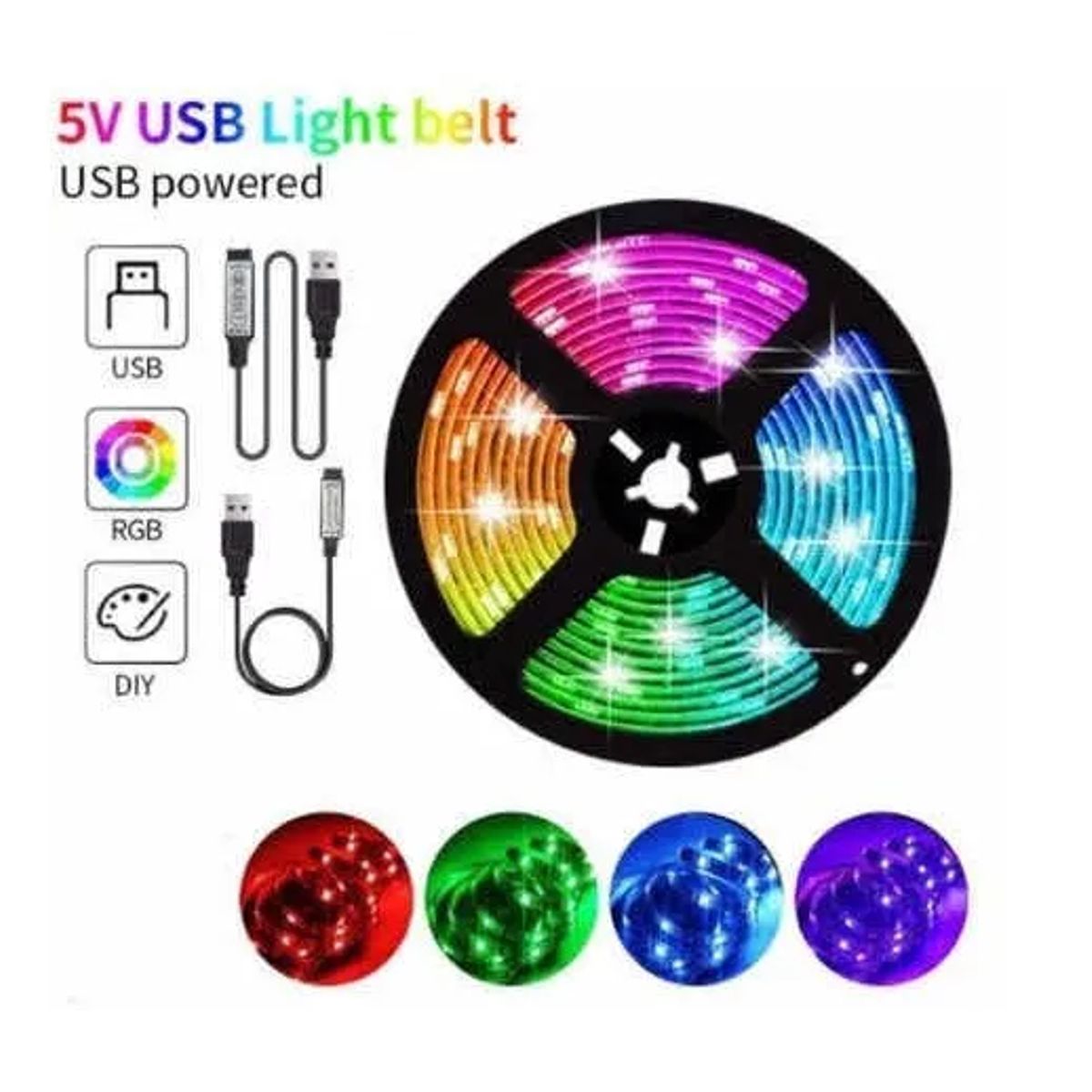 GENERICO - Tira Luces Led Rgb Con Mando Para Cambiar Colores / 2 Metros