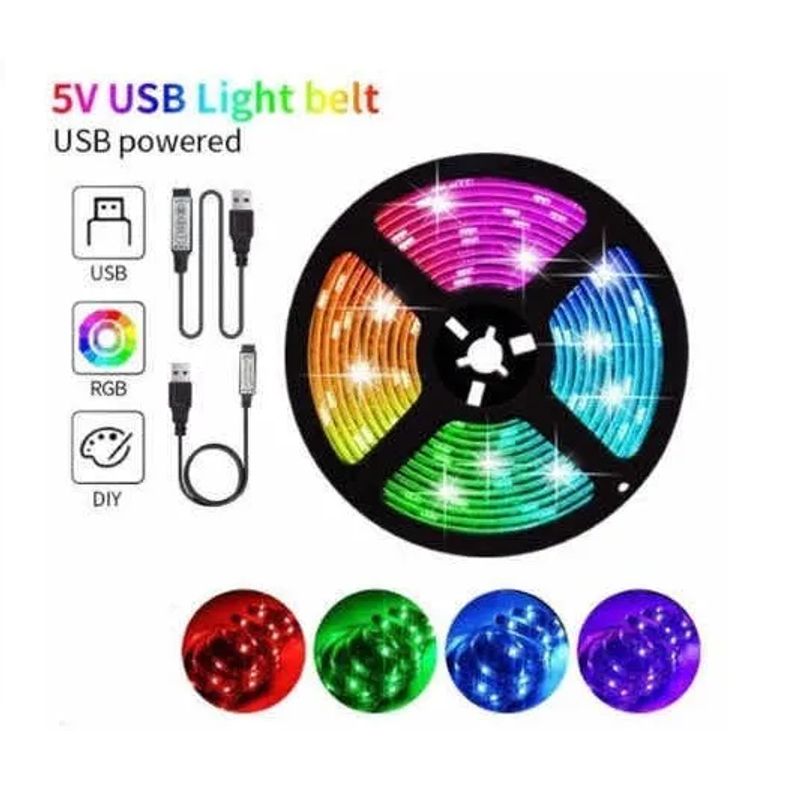 GENERICO - Tira Luces Led Rgb Con Mando Para Cambiar Colores / 2 Metros