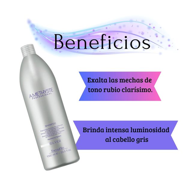 FARMAVITA - Shampoo Amethyste Silver 1000ml Matizador Corrector de Color