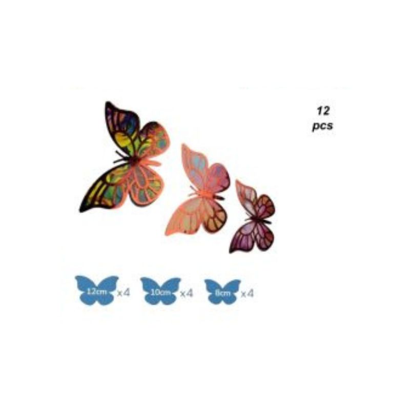 GENERICO - TOPPER PARA PASTEL DE CUMPLEAÑOS MARIPOSA 12 PCS
