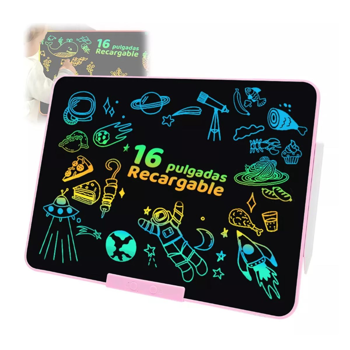 GENERICO - Pizarra Mágica Tablet Dibujo Lcd 16 Recargable Juguete Niños