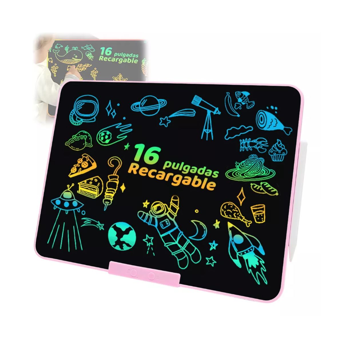 GENERICO - Pizarra Mágica Tablet Dibujo Lcd 16 Recargable Juguete Niños
