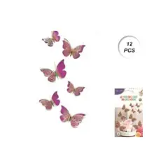 GENERICO - TOPPER PARA PASTEL DE CUMPLEAÑOS MARIPOSA 12 PCS